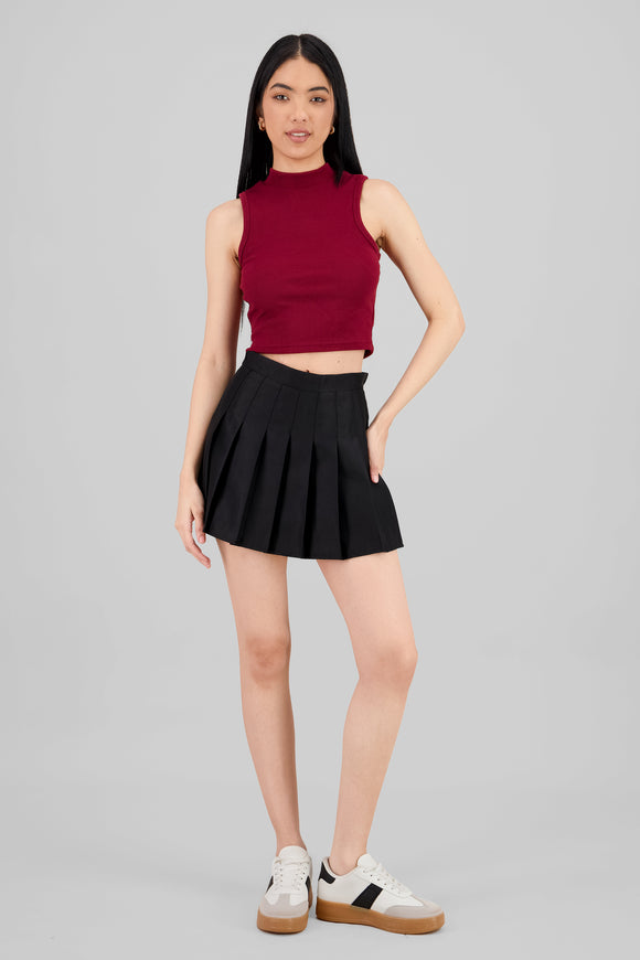 Falda mini tableada lisa